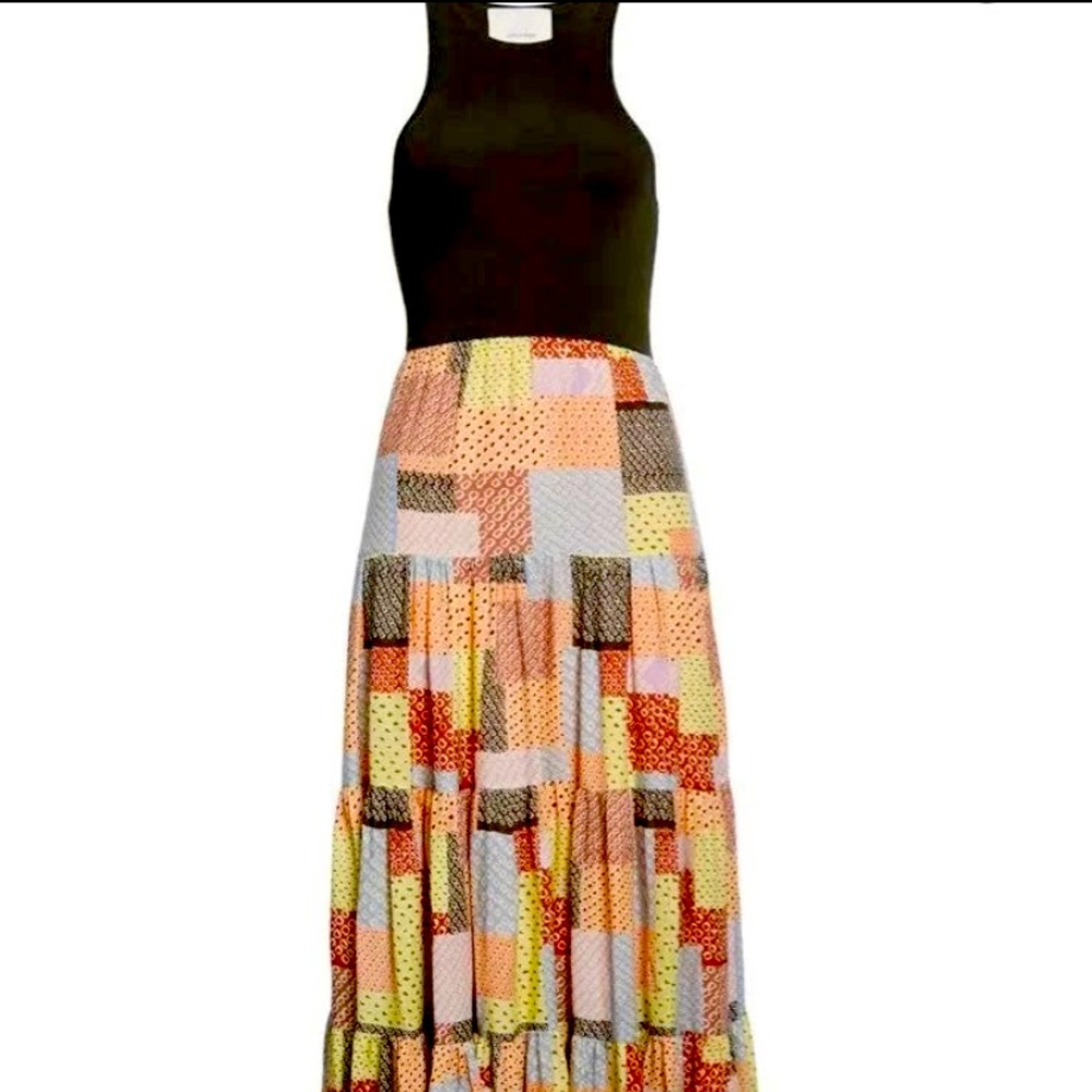 CINQ A SEPT PATCHWORK MAXI/MIDI DRESS SZ6